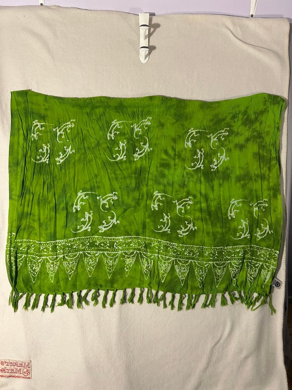 Cielo Maya Scarf Green Lizard Mexican Boho Rayon Shawl Wrap 60x42